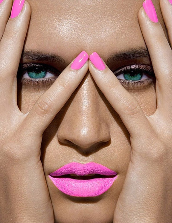 Bright Pink Nails & Lips