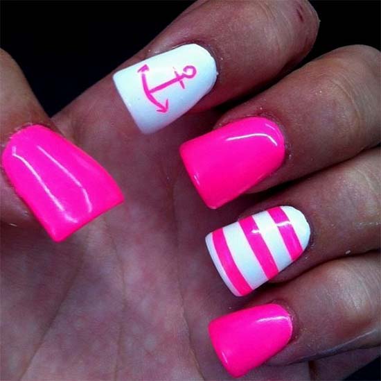 Cute Hot Pink Design With Anchor