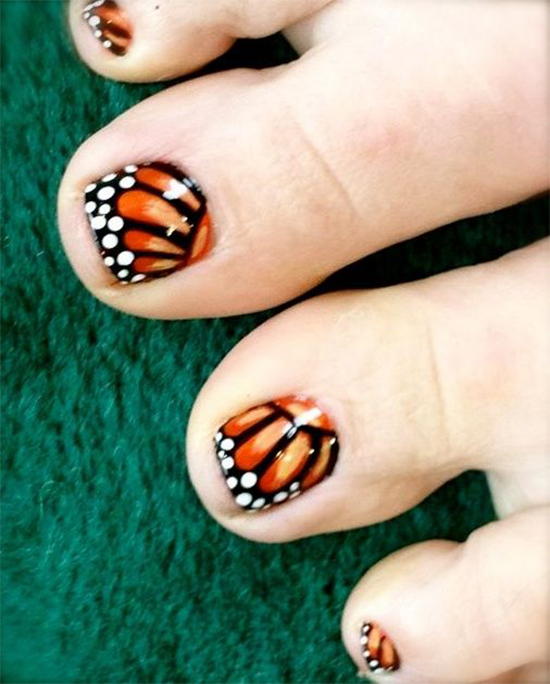Monarch Butterfly Toe Nails
