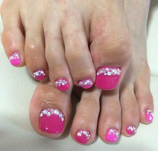 Pink Toes + Pearl Rhinestones.