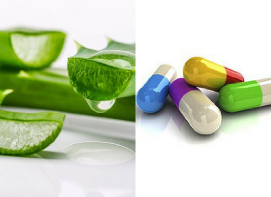 Aloe vera and vitamin capsules 