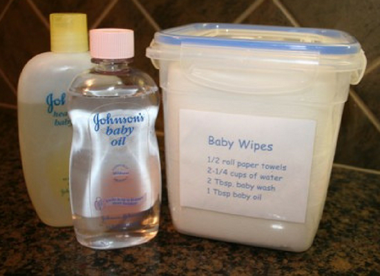 Baby oil and baby wipes