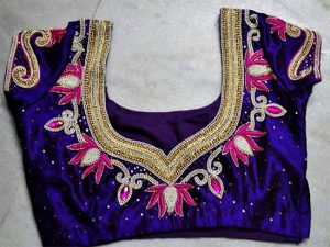 Embroidery Work Blouses with Back Neck Designs That Suits Every Saree