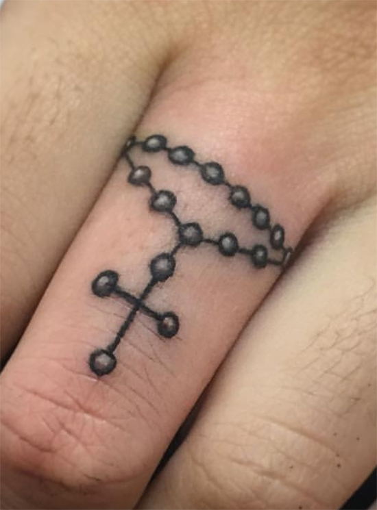 Cute Small Rosary Tattoo.