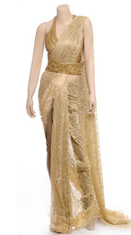20+ Stunning Golden Designer Sarees With Matching Blouse Neck Designs